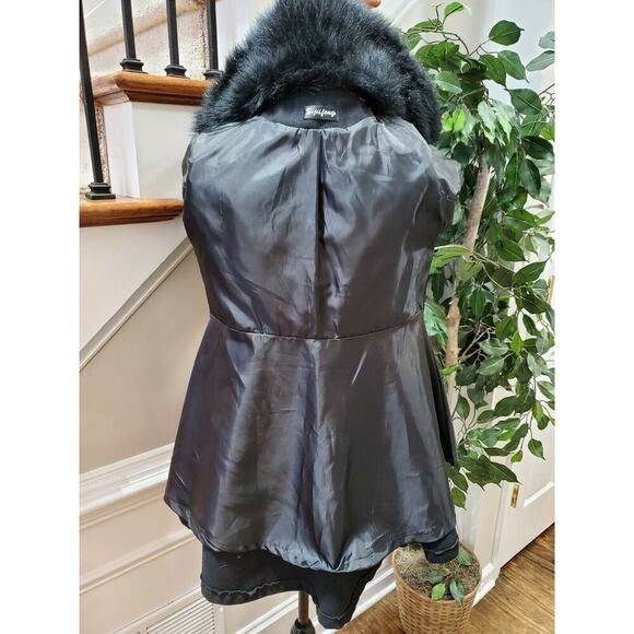 Sijifeng Women's Solid Black Long Sleeve Button Front FauxFur Casual Jacket Coat - Picture 9 of 11